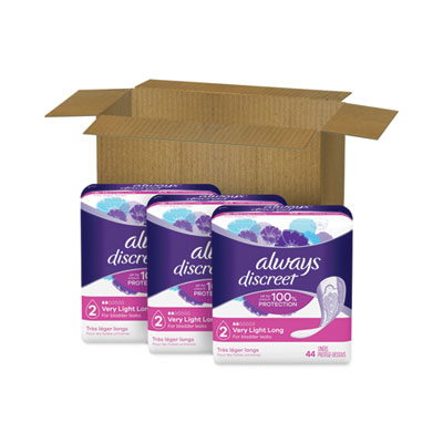 Always Discreet Incontinence Liners, Very Light Absorbency, Long, 44/pack, 3 Packs/carton (PGC92724)
