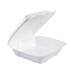 Dart Insulated Foam Hinged Lid Containers, 1-Compartment, 9.01 x 9.4 x 3, White, 100/Pack, 2 Packs/Carton (DCC90HT1)