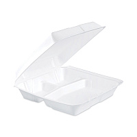 Dart Insulated Foam Hinged Lid Containers, 3-Compartment, 9.3 x 9.5 x 3, White, 200/Pack, 2 Packs/Carton (DCC95HT3)