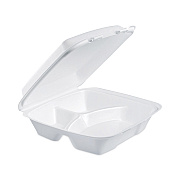 Dart Insulated Foam Hinged Lid Containers, 3-Compartment, 9 x 9.4 x 3, White, 200/Pack, 2 Packs/Carton (DCC90HT3)