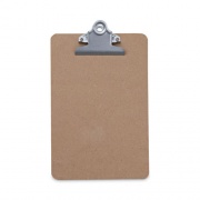 Universal Hardboard Clipboard, 0.75" Clip Capacity, Holds 5 x 8 Sheets, Brown (05610)