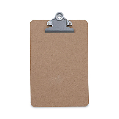 Universal Hardboard Clipboard, 0.75" Clip Capacity, Holds 5 x 8 Sheets, Brown (UNV05610)