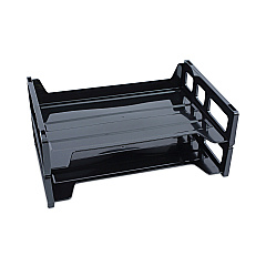 Universal Recycled Plastic Side Load Desk Trays, 2 Sections, Letter Size Files, 13" x 9" x 2.75", Black (UNV08100)