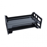 Universal Recycled Plastic Side Load Desk Trays, 2 Sections, Legal Size Files, 16.25" x 9" x 2.75", Black (08101)