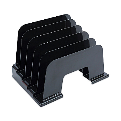 Universal Recycled Plastic Incline Sorter, 5 Sections, Letter Size Files, 13.25" x 9" x 9", Black (UNV08105)