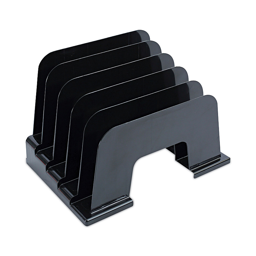 Universal Recycled Plastic Incline Sorter, 5 Sections, Letter Size Files, 13.25" x 9" x 9", Black (UNV08105)