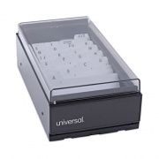 Universal Business Card File, Holds 600 2 x 3.5 Cards, 4.25 x 8.25 x 2.5, Metal/Plastic, Black (10601)