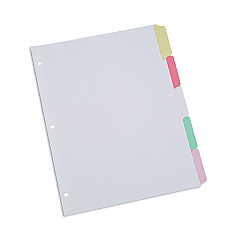 Universal Deluxe Write-On/Erasable Tab Index, 5-Tab, 11 x 8.5, White, Assorted Tabs, 1 Set (UNV20816)