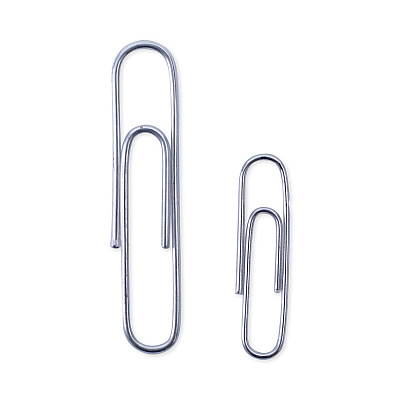 Universal Plastic-Coated Paper Clips with Two-Compartment Dispenser Tub, (750) #2 Clips, (250) Jumbo Clips, Silver (UNV21001)