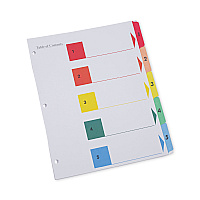 Universal Deluxe Table of Contents Dividers for Printers, 5-Tab, 1 to 5; Table Of Contents, 11 x 8.5, White, 6 Sets (UNV24800)