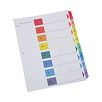 Universal Deluxe Table of Contents Dividers for Printers, 8-Tab, 1 to 8; Table Of Contents, 11 x 8.5, White, 6 Sets (UNV24802)