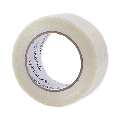 Universal 120# Utility Grade Filament Tape, 3" Core, 48 mm x 54.8 m, Clear (UNV30048)