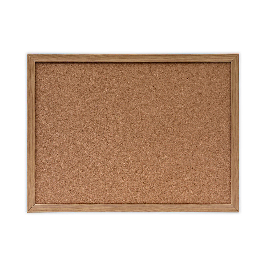 Universal Cork Board with Oak Style Frame, 24 x 18, Tan Surface (UNV43602)