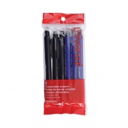 Universal Pen-Style Retractable Eraser, For Pencil Marks, White Eraser, Assorted Barrel Colors, 6/Pack (55106)