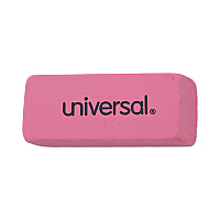 Universal Bevel Block Erasers, For Pencil Marks, Slanted-Edge Rectangular Block, Large, Pink, 20/Pack (UNV55120)