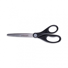 Universal Stainless Steel Office Scissors, Pointed Tip, 7" Long, 3" Cut Length, Black Straight Handle (92008)