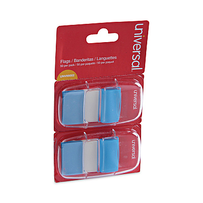 Universal Page Flags, Blue, 50 Flags/Dispenser, 2 Dispensers/Pack (UNV99002)
