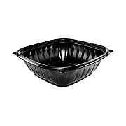Dart PresentaBowls Pro Black Square Bowls, 48 oz, 8.5 x 8.5 x 2.6, Plastic, 63/Bag, 4 Bags/Carton (DCCB48SB)