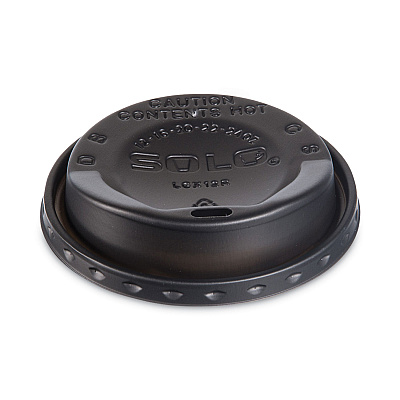Solo The Gourmet Lid Hot Cup Lids for Trophy Plus, Fits 12 oz to 20 oz, Black, 125 Lids/Sleeve, 12 Sleeves/Carton (SCCLGXBK2)