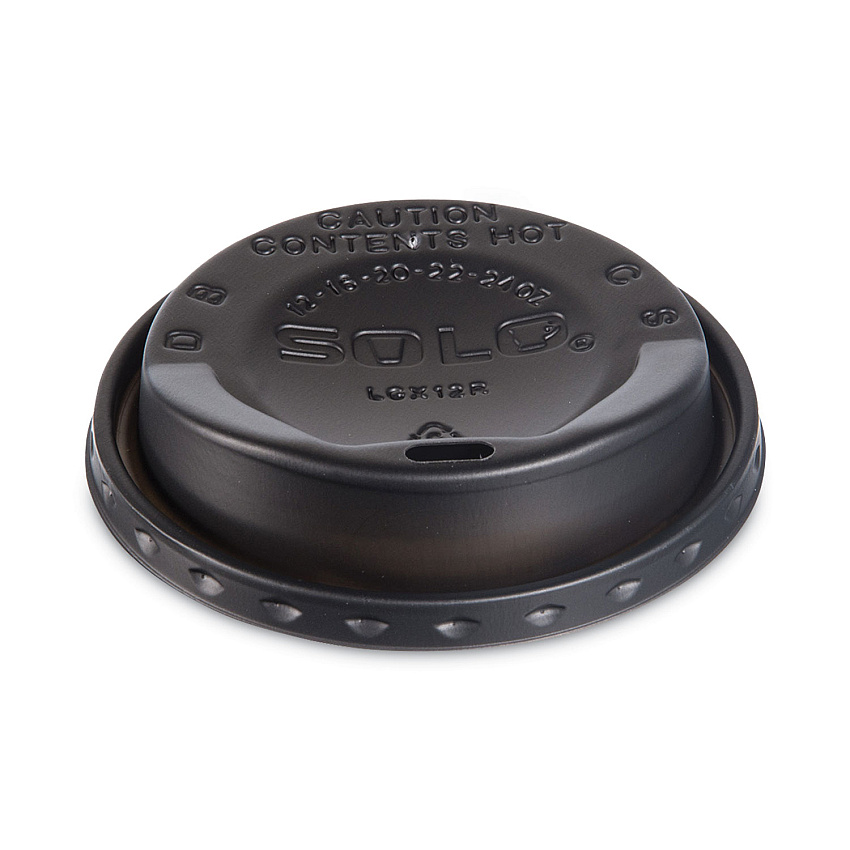 Solo The Gourmet Lid Hot Cup Lids for Trophy Plus, Fits 12 oz to 20 oz, Black, 125 Lids/Sleeve, 12 Sleeves/Carton (SCCLGXBK2)