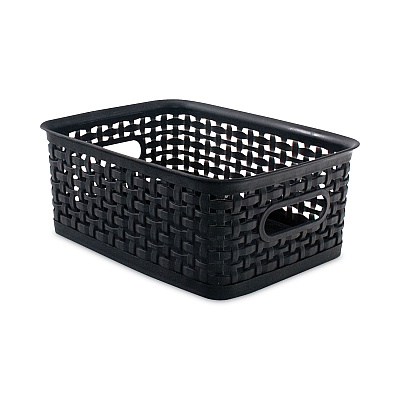 Advantus Plastic Weave Bin, Small, 10" x 7.5" x 4", Black (AVT36000)