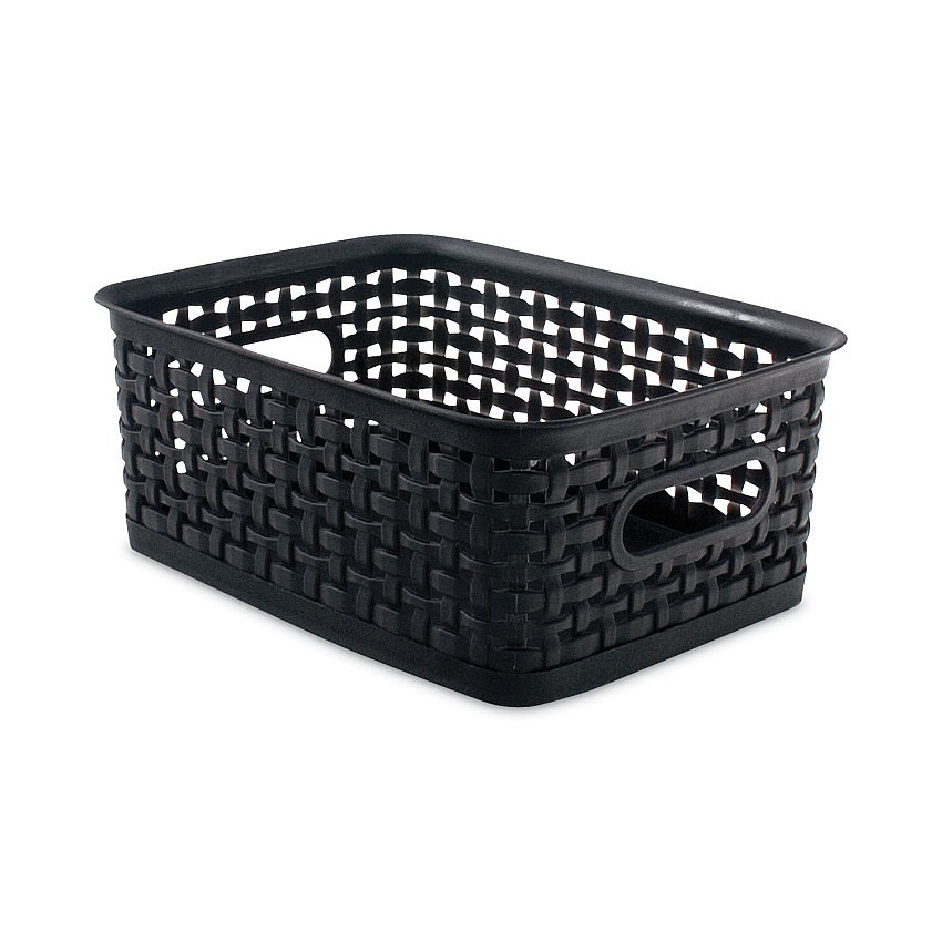 Advantus Plastic Weave Bin, Small, 10" x 7.5" x 4", Black (AVT36000)