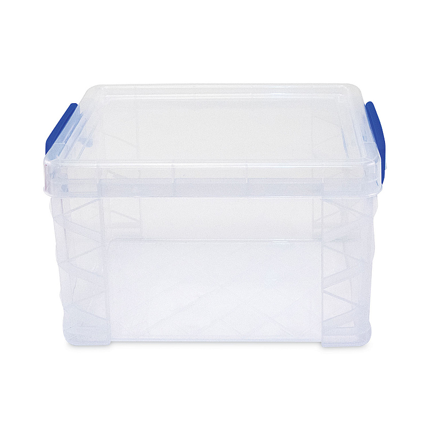 Advantus Super Stacker Lift-Off Lid Storage Tote, 7.25" x 10.88" x 6.38", Transparent/Blue (AVT39230)