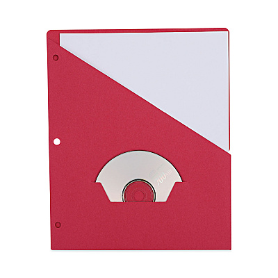 Universal Slash-Cut Pockets for Three-Ring Binders, Jacket, Letter, 11 Pt., 8.5 x 11, Red, 10/Pack (UNV61683)