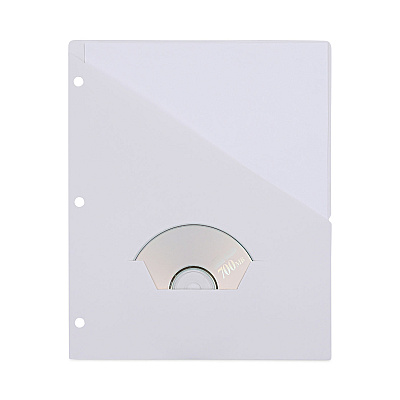 Universal Slash-Cut Pockets for Three-Ring Binders, Jacket, Letter, 11 Pt., 9.75 x 11.75, White, 10/Pack (UNV61687)