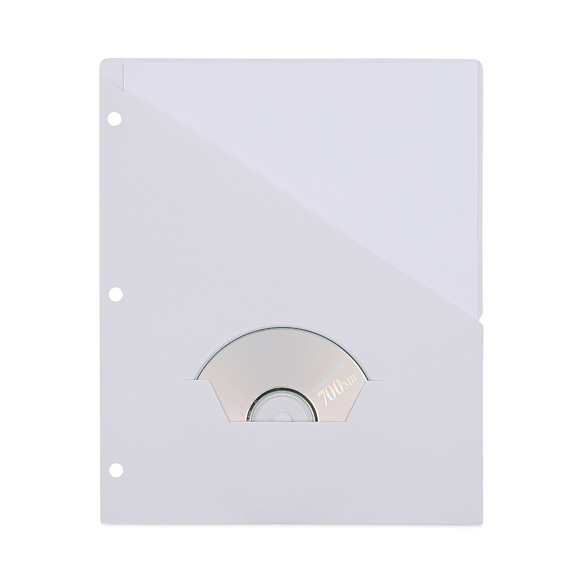 Universal Slash-Cut Pockets for Three-Ring Binders, Jacket, Letter, 11 Pt., 9.75 x 11.75, White, 10/Pack (UNV61687)