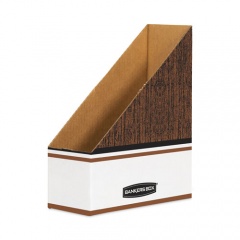 Bankers Box Corrugated Cardboard Magazine File, 4 x 9 x 11.5, Wood Grain, 12/Carton (07223)