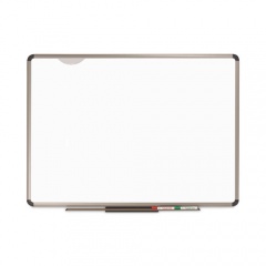 Quartet Euro Frame Prestige Plus Premium Porcelain Whiteboard, 72 x 48, White Surface, Euro Titanium Aluminum Frame (P567T)