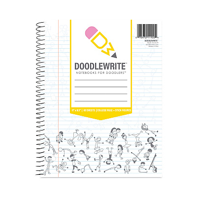 Roaring Spring DoodleWrite Notebooks, 1-Subject, Wide/Legal Rule, White Cover, (50) Sheets, 24/Carton (ROA11101CS)