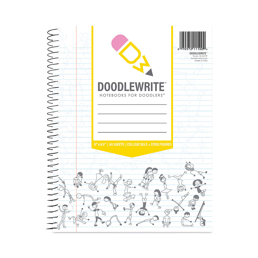 Roaring Spring DoodleWrite Notebooks, 1-Subject, Wide/Legal Rule, White Cover, (50) Sheets, 24/Carton (ROA11101CS)