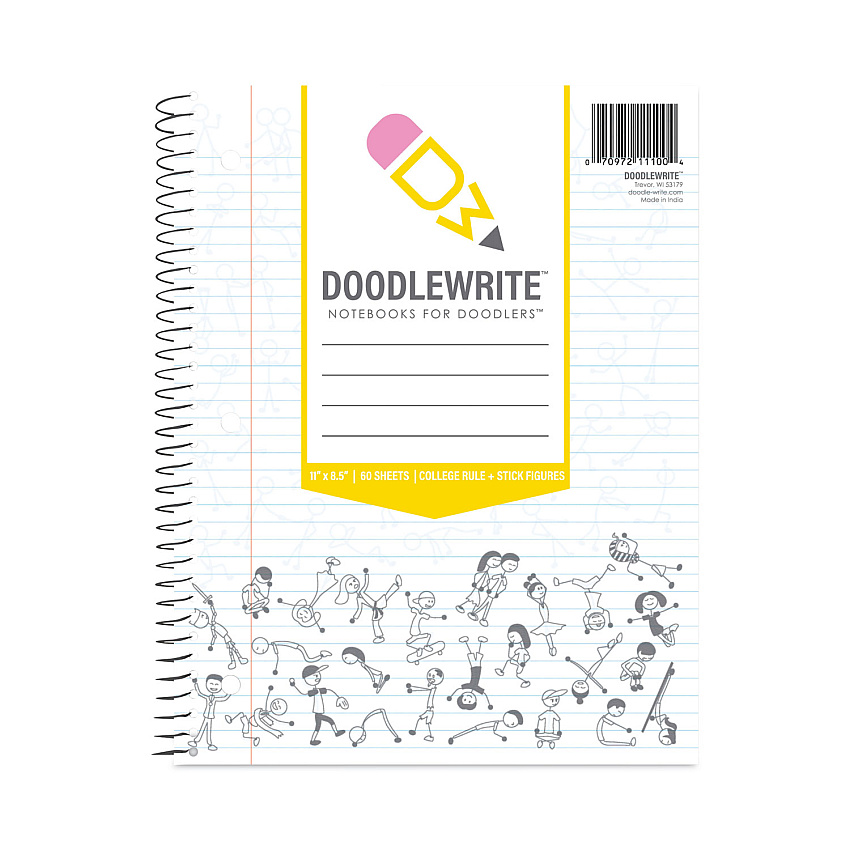 Roaring Spring DoodleWrite Notebooks, 1-Subject, Medium/College Rule, White Cover, (60) Sheets, 24/Carton (ROA11100CS)