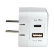 JENSEN USB/Type C Wall Charger, White (JPCH34ACV)