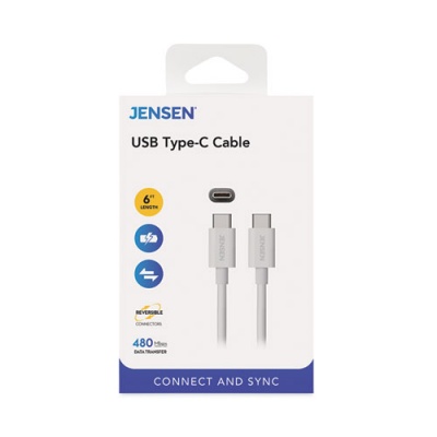JENSEN USB-C 3.1 Type-C, 480 Mbps, 6 ft, White (JU832CC6V)
