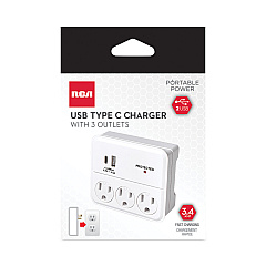 RCA 3-Outlet Wall Tap, White (VOXPSWT334ACAV)