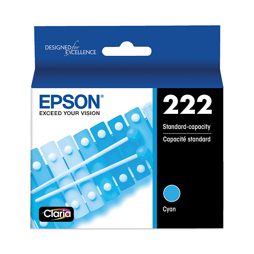 Epson T222220S (T222) Claria Ink, 165 Page-Yield, Cyan