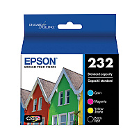 Epson T232120BCS (T222) Claria Ink, 165 Page-Yield, Black/Cyan/Magenta/Yellow