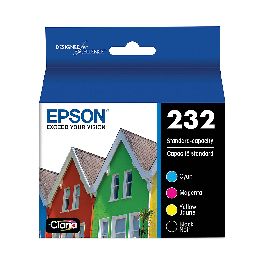 Epson T232120BCS (T222) Claria Ink, 165 Page-Yield, Black/Cyan/Magenta/Yellow