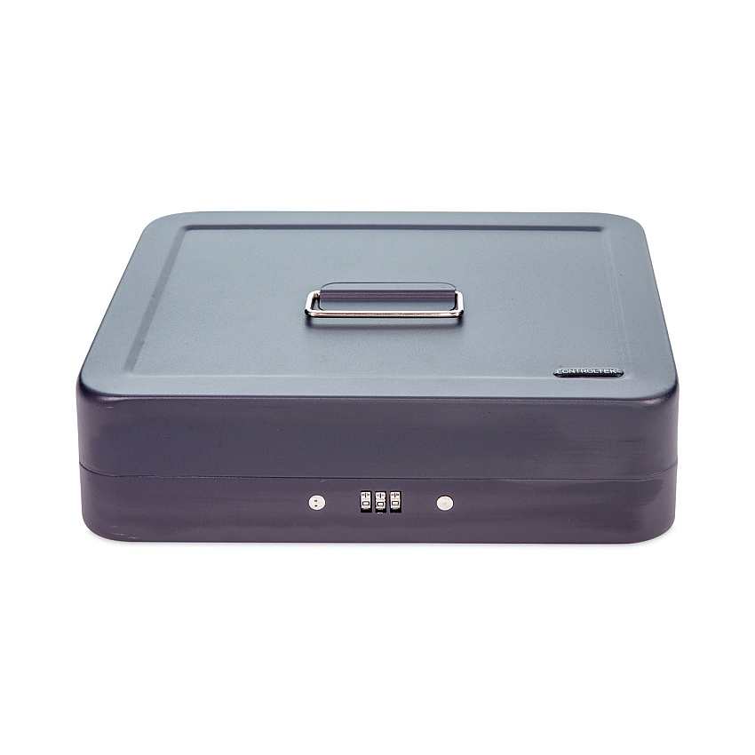 CONTROLTEK Cash Box with Combination Lock, 6 Compartments, 11.8 x 9.5 x 3.2, Charcoal (CNK500128)