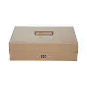 CONTROLTEK Heavy Duty Lay Flat Cash Box, 6 Compartments, 11.6 x 7.9 x 3.7, Sand (CNK500132)
