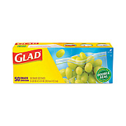 Glad Food Storage Bags, Snack, 3.25" x 6.63" x 9.31", Clear, 50 Bags/Box, 12 Boxes/Carton (CLO60741)
