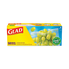 Glad Food Storage Bags, Snack, 3.25" x 6.63" x 9.31", Clear, 50 Bags/Box, 12 Boxes/Carton (CLO60741)