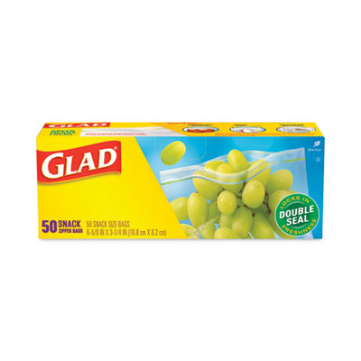 Glad Food Storage Bags, Snack, 3.25" x 6.63" x 9.31", Clear, 50 Bags/Box, 12 Boxes/Carton (CLO60741)