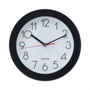 Universal Bold Round Wall Clock, 9.75" Overall Diameter, Black Case, 1 AA (sold separately) (10421)