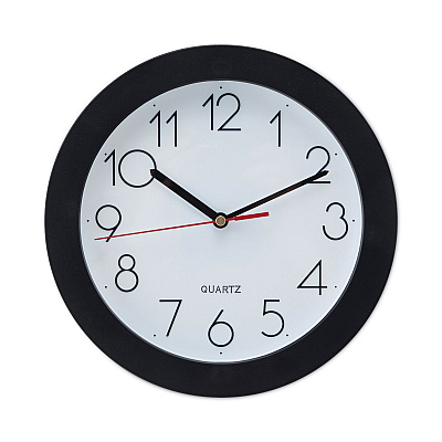 Universal Bold Round Wall Clock, 9.75" Overall Diameter, Black Case, 1 AA (sold separately) (UNV10421)