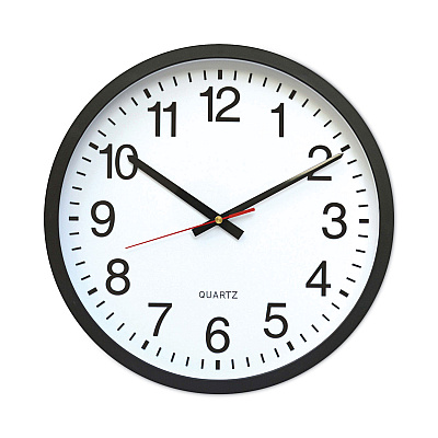 Universal Classic Round Wall Clock, 12.63" Overall Diameter, Black Case, 1 AA (sold separately) (UNV10431)