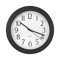 Universal Whisper Quiet Clock, 12" Overall Diameter, Black Case, 1 AA (sold separately) (UNV10451)